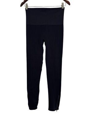 SPANX ribbed ankle zip leggings high-rise black womens large